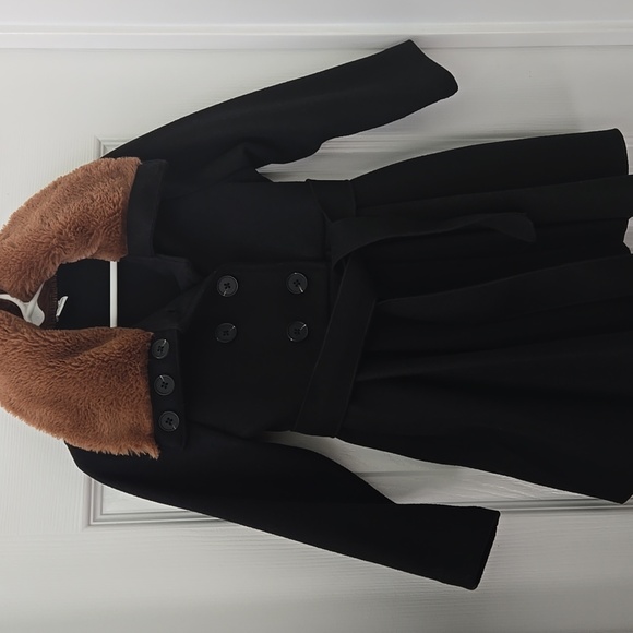 Stylish Black Kids Coat with Brown Collar, NWOT, 5T - Picture 4 of 8